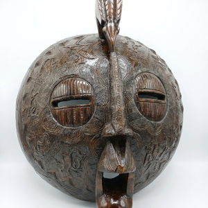 Circular African Spirit Mask with Bird Totem